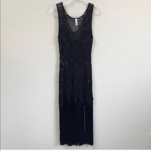 Rat & Boa Fringe Dress in Black